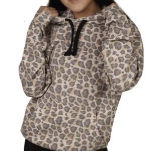 Katie J NYC Leopard Hoodie Sweatshirt XS with Mask Insert